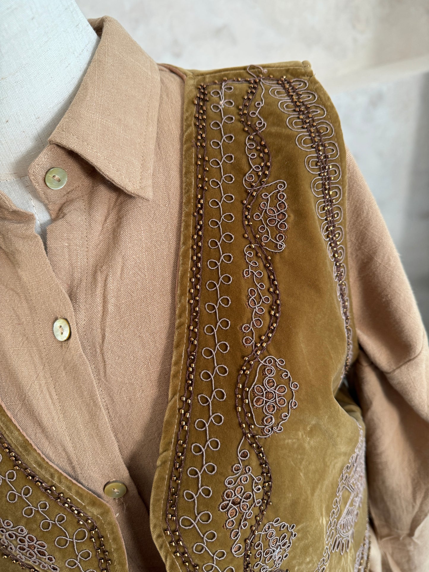 Weste Boho Stickerei Braun