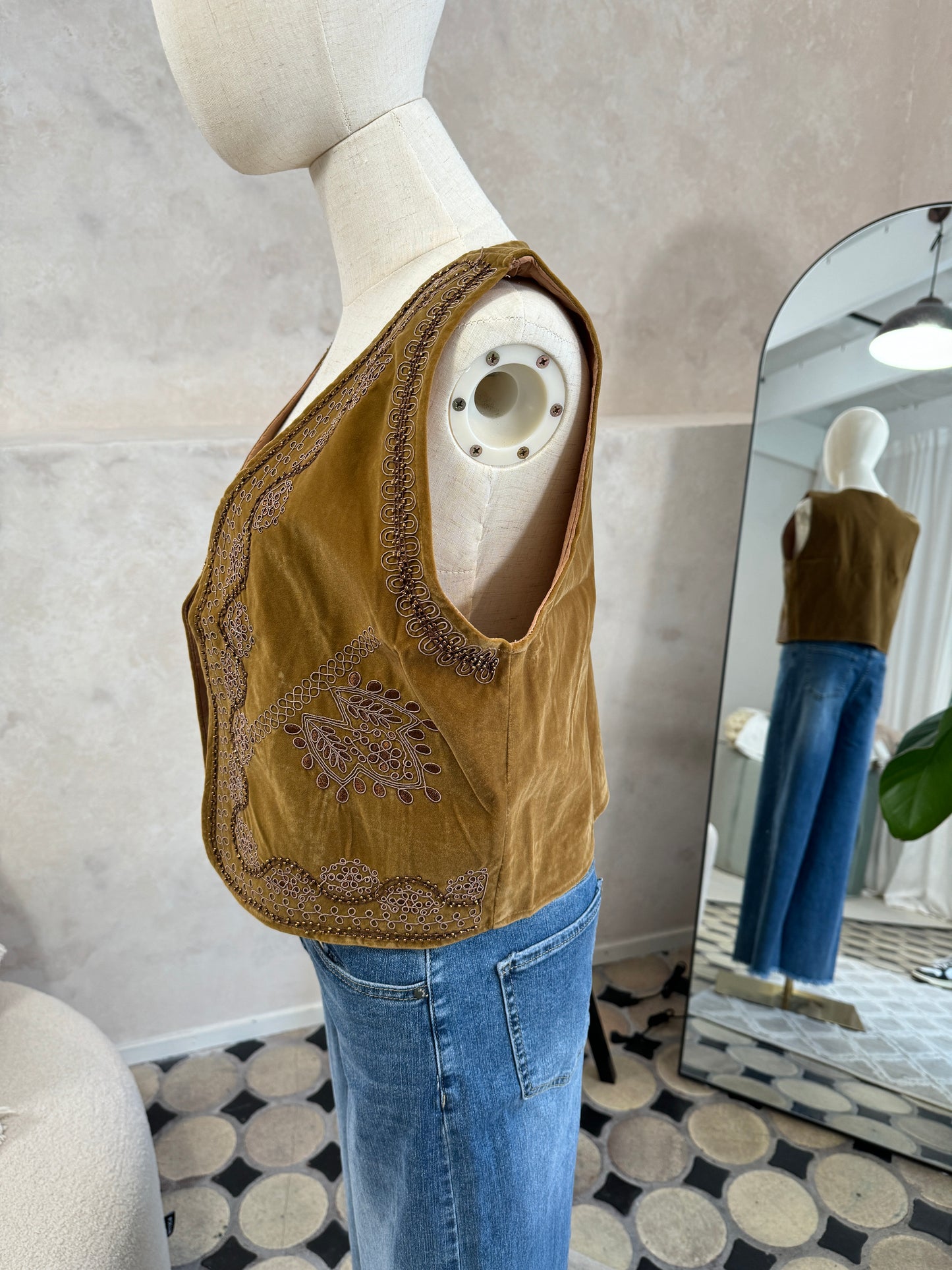 Weste Boho Stickerei Braun