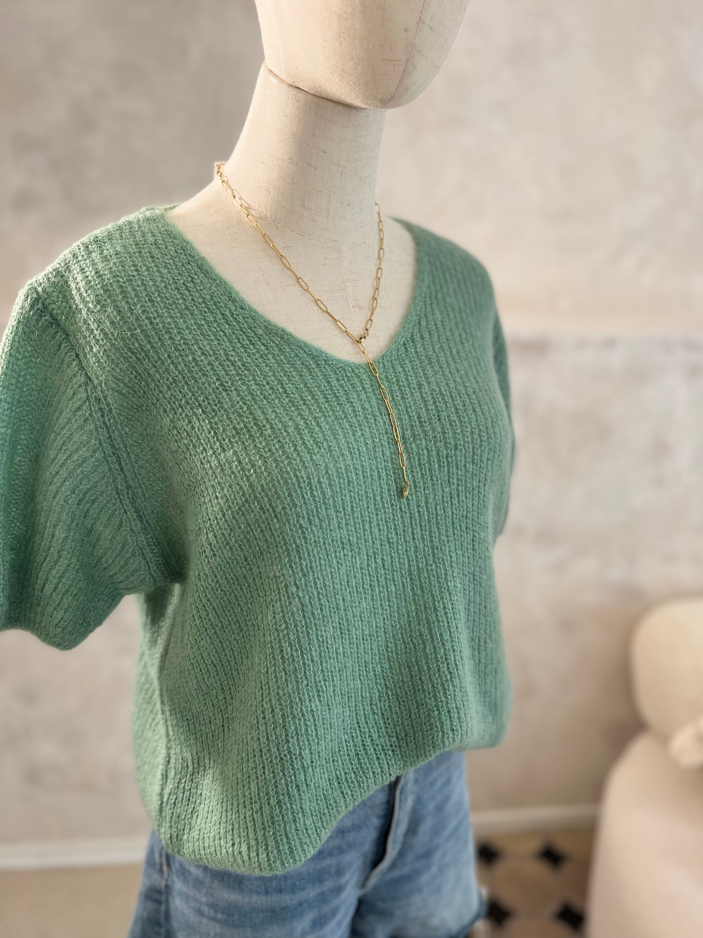 Kurzarm Pullover Feinstrick verschiedene Farben