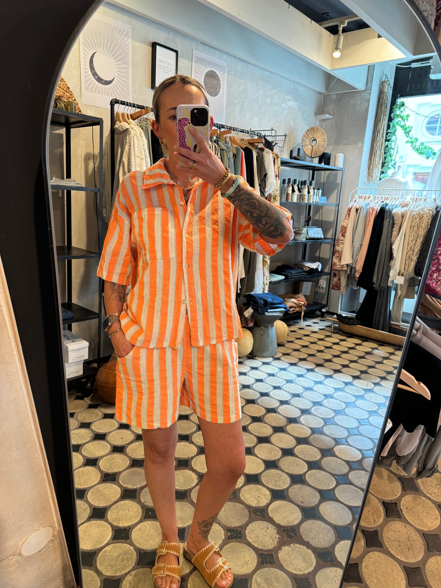 Set Short Streifen Glitzer