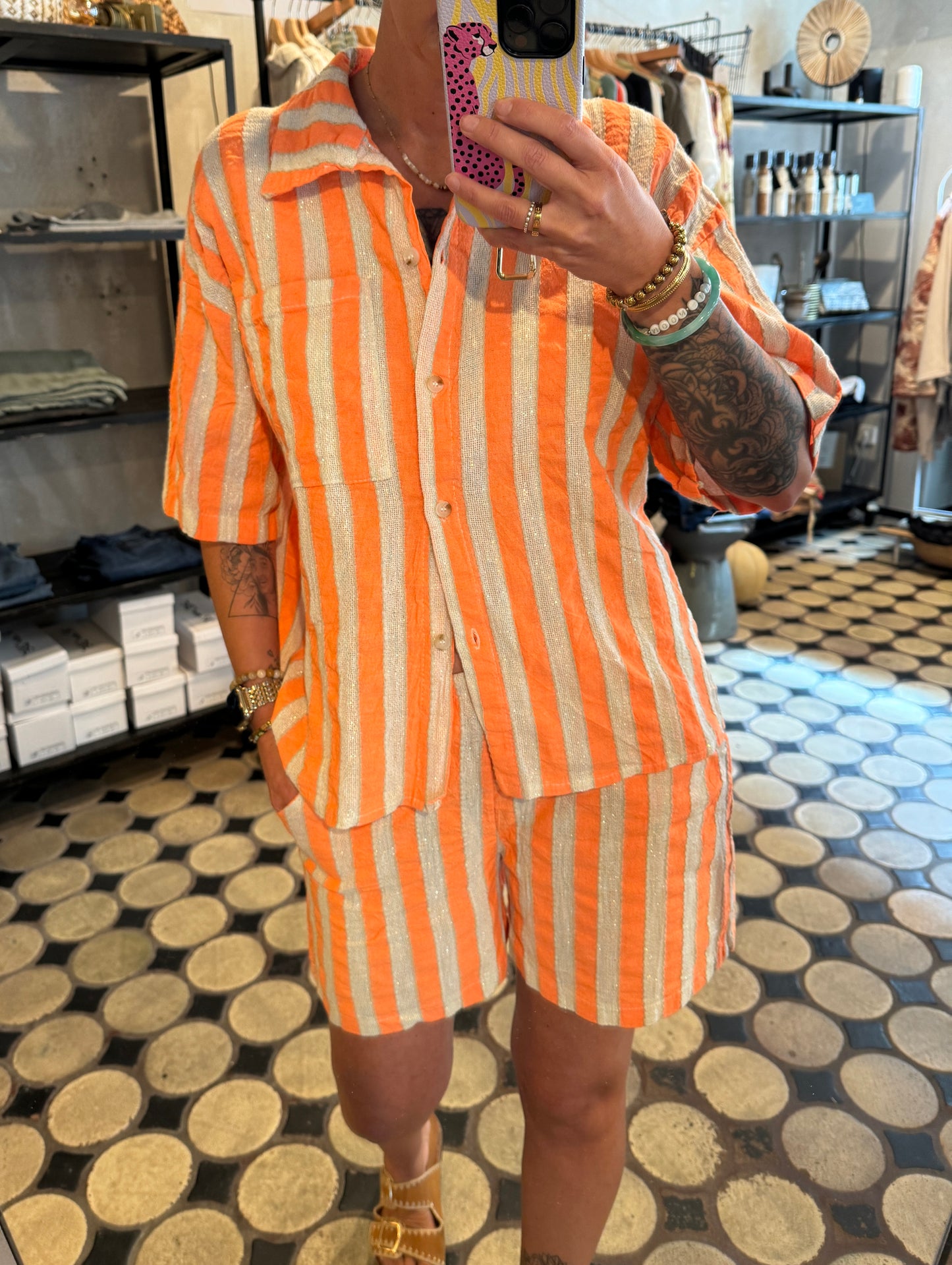 Set Short Streifen Glitzer