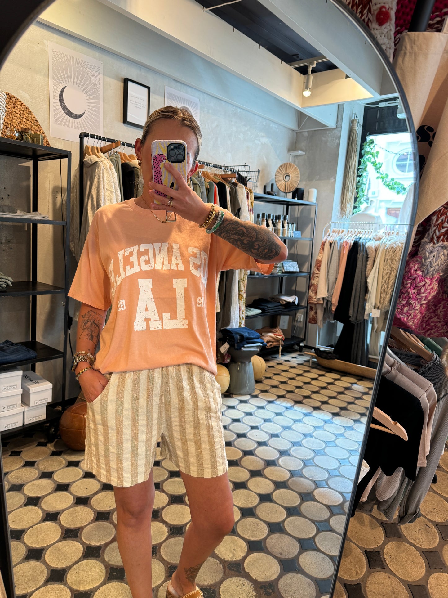 Set Short Streifen Glitzer