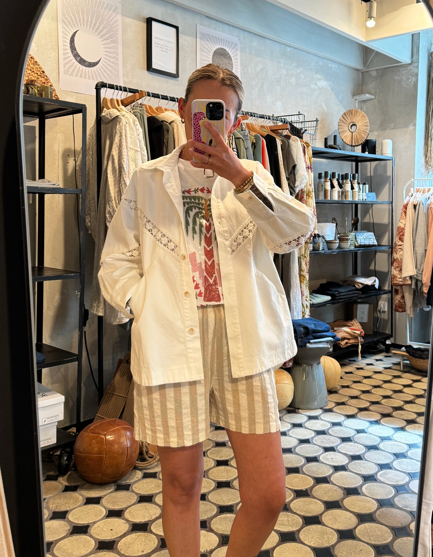 Set Short Streifen Glitzer