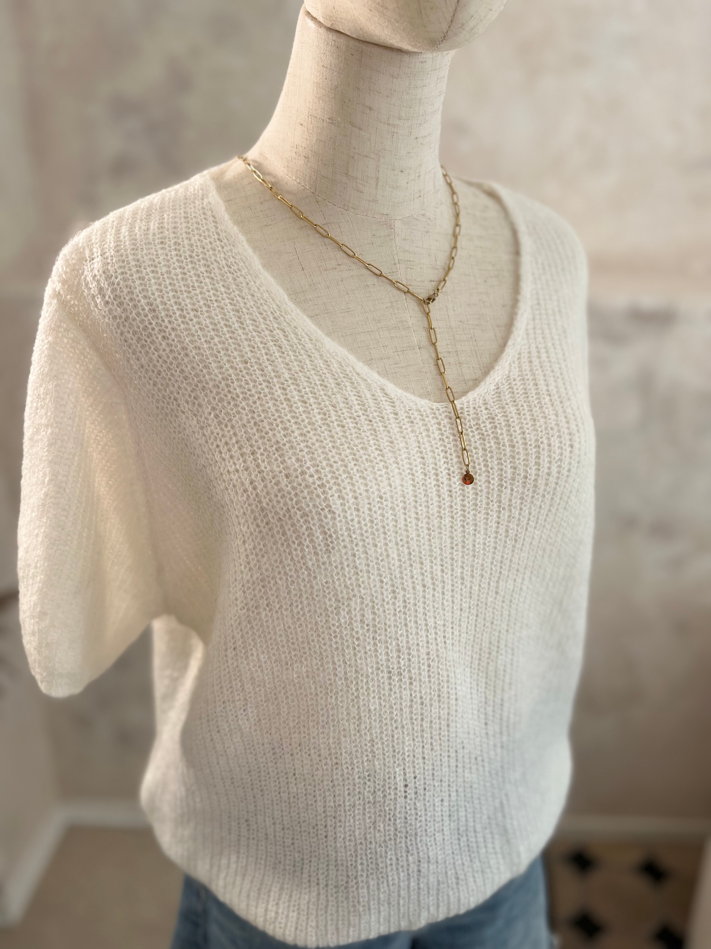 Kurzarm Pullover Feinstrick verschiedene Farben