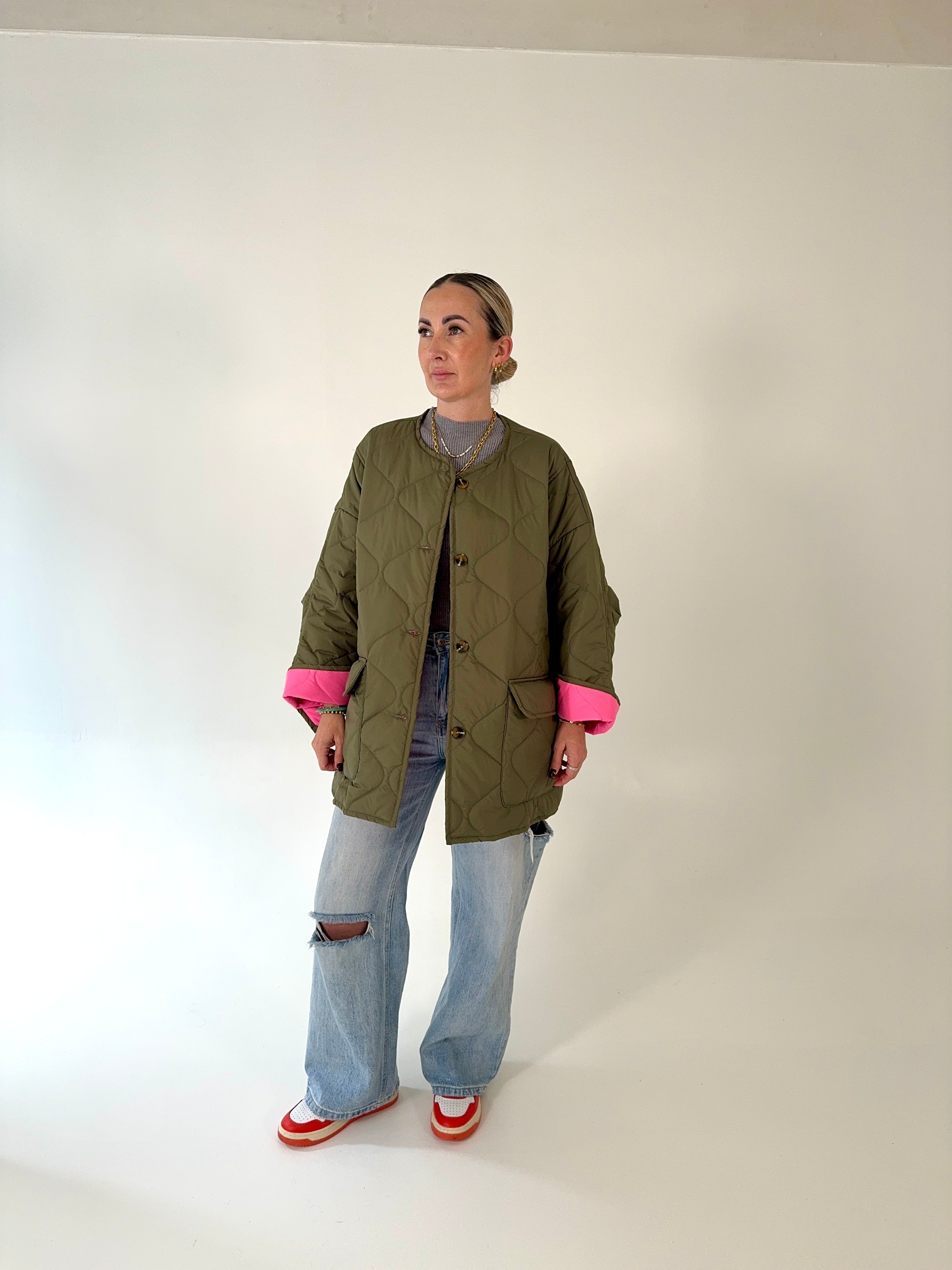 Jacke Oversize Khaki Pink