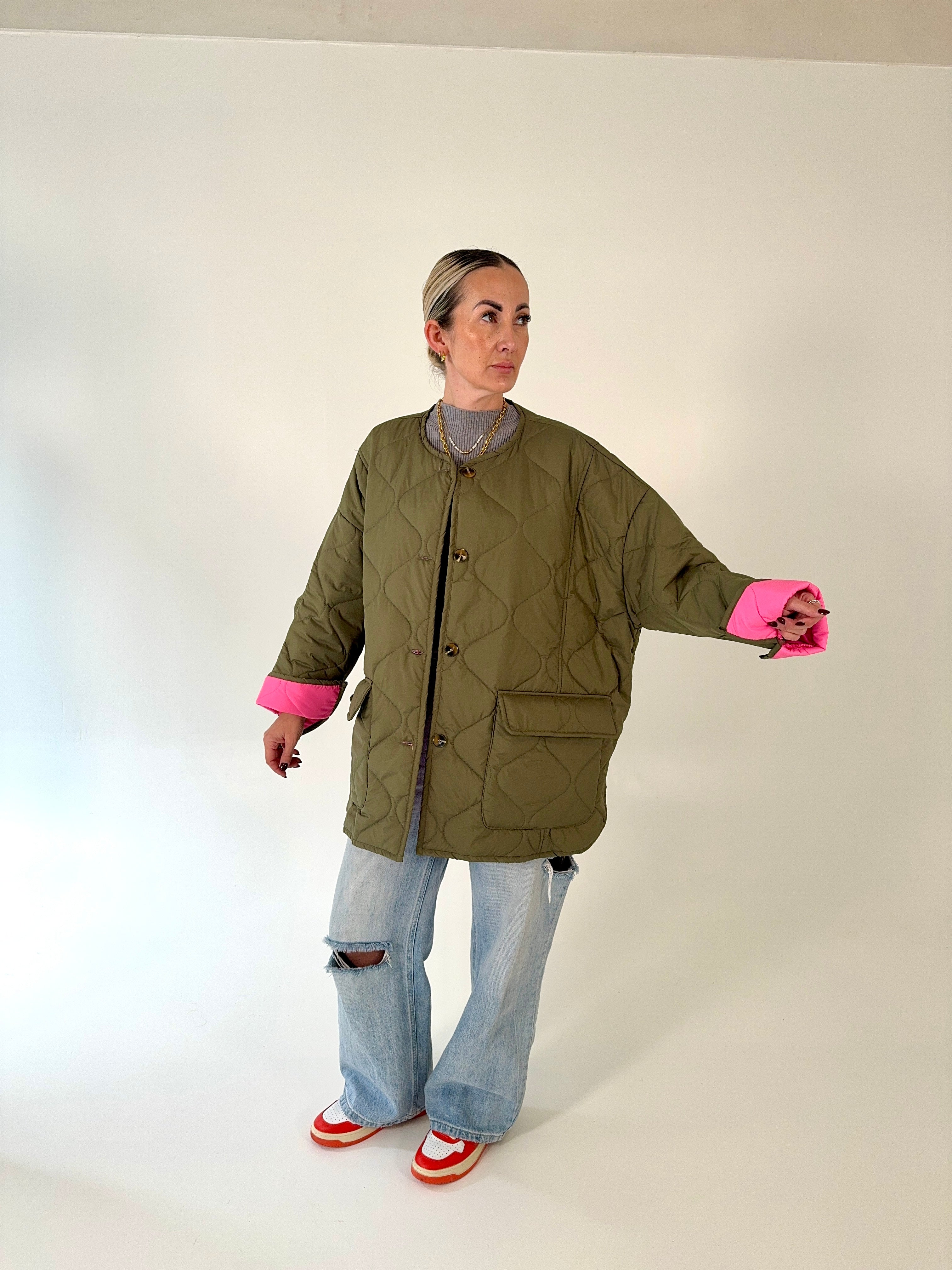 Jacke Oversize Khaki Pink