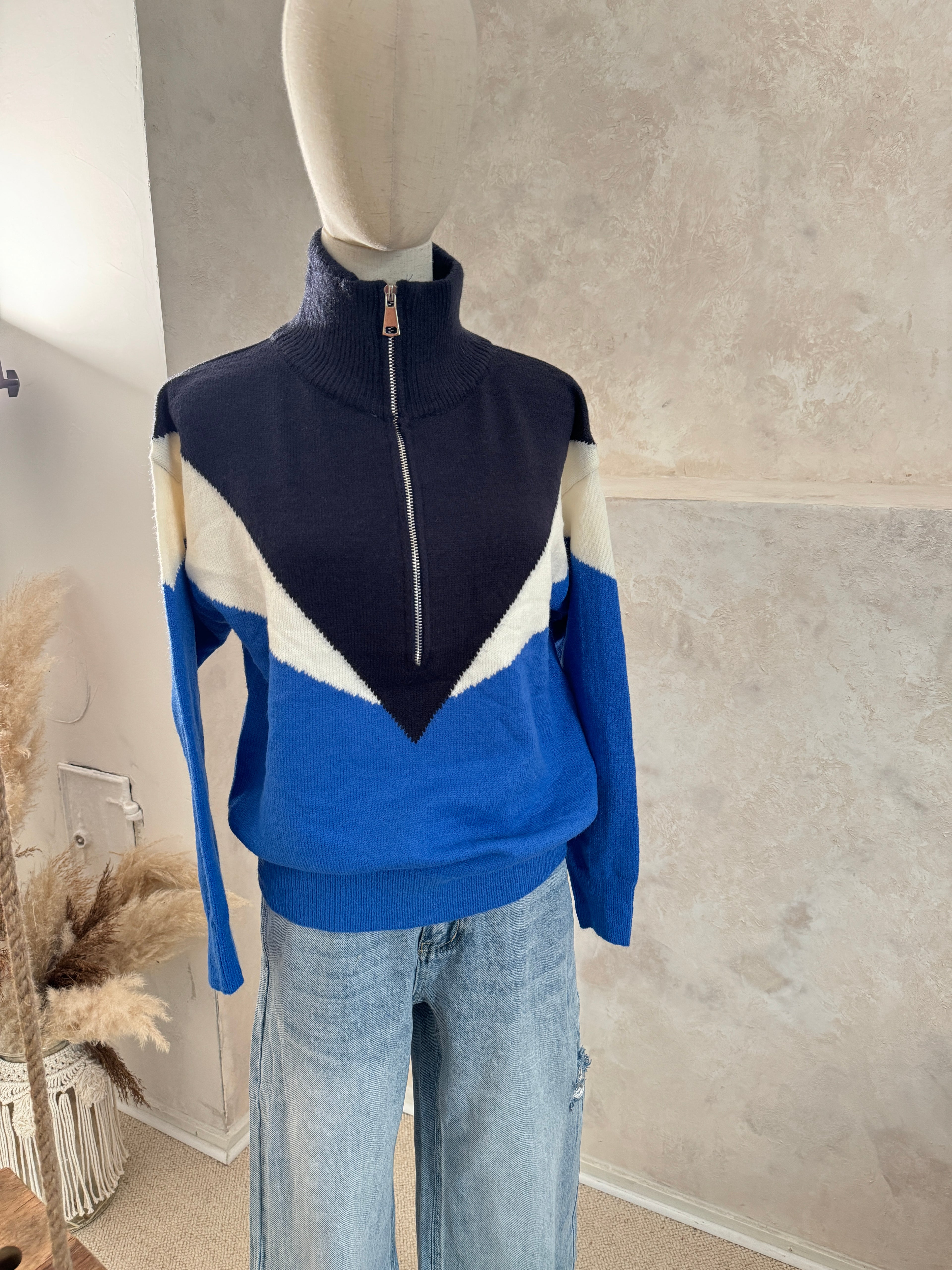 Strickpullover Damen Turtleneck Reißverschluss