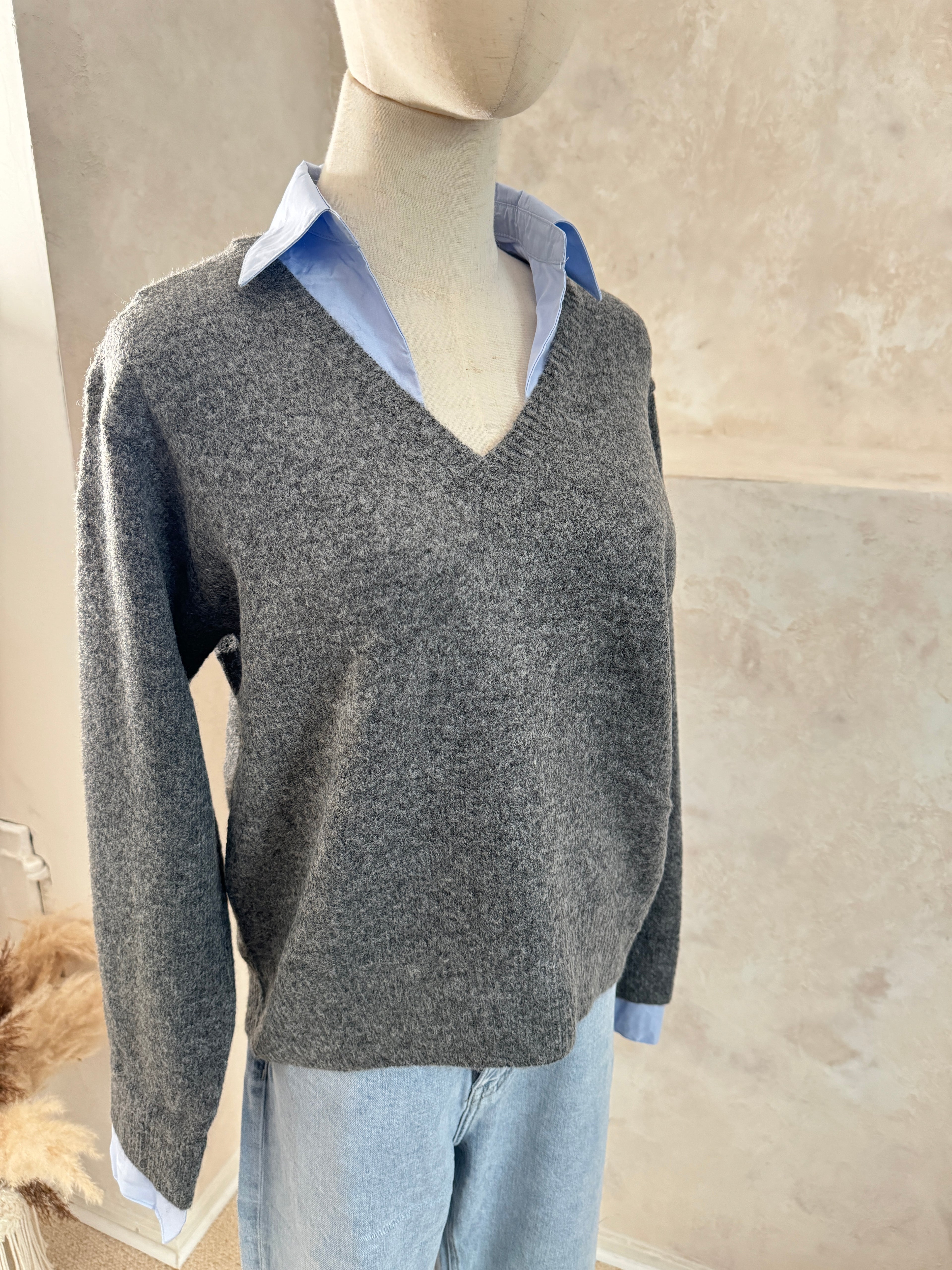 Strickpullover mit Bluseneinsatz