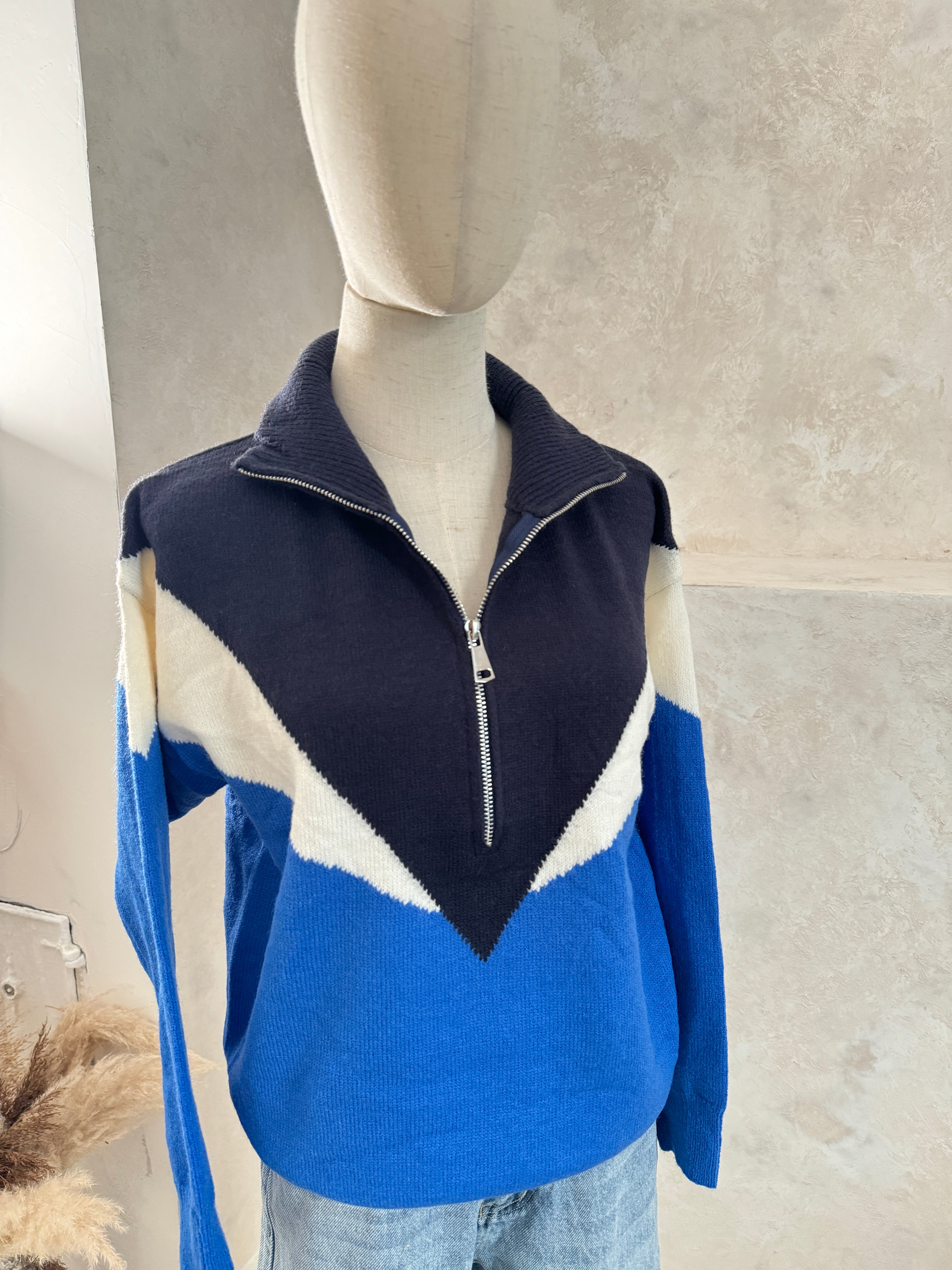 Strickpullover Damen Turtleneck Reißverschluss