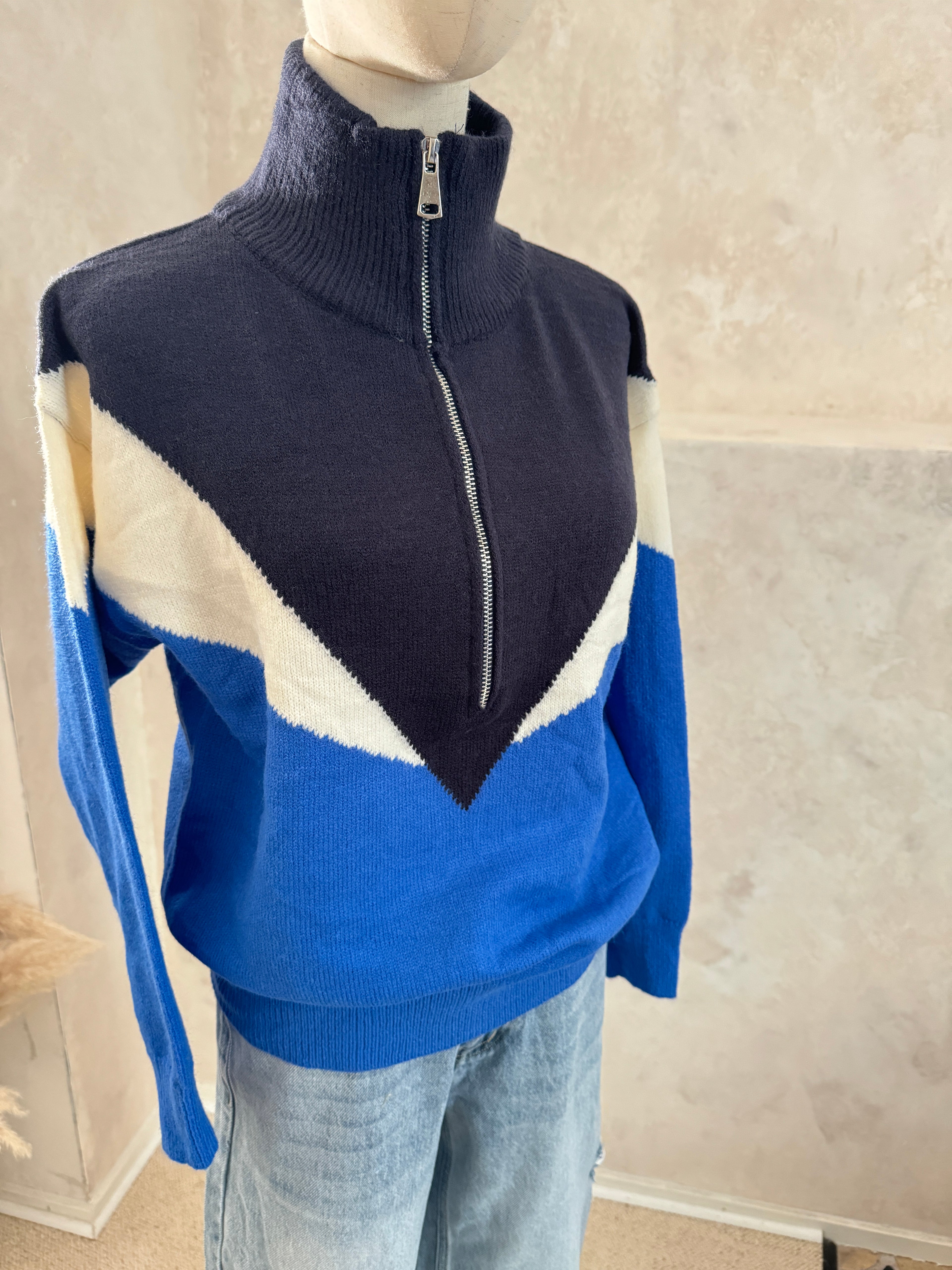 Strickpullover Damen Turtleneck Reißverschluss