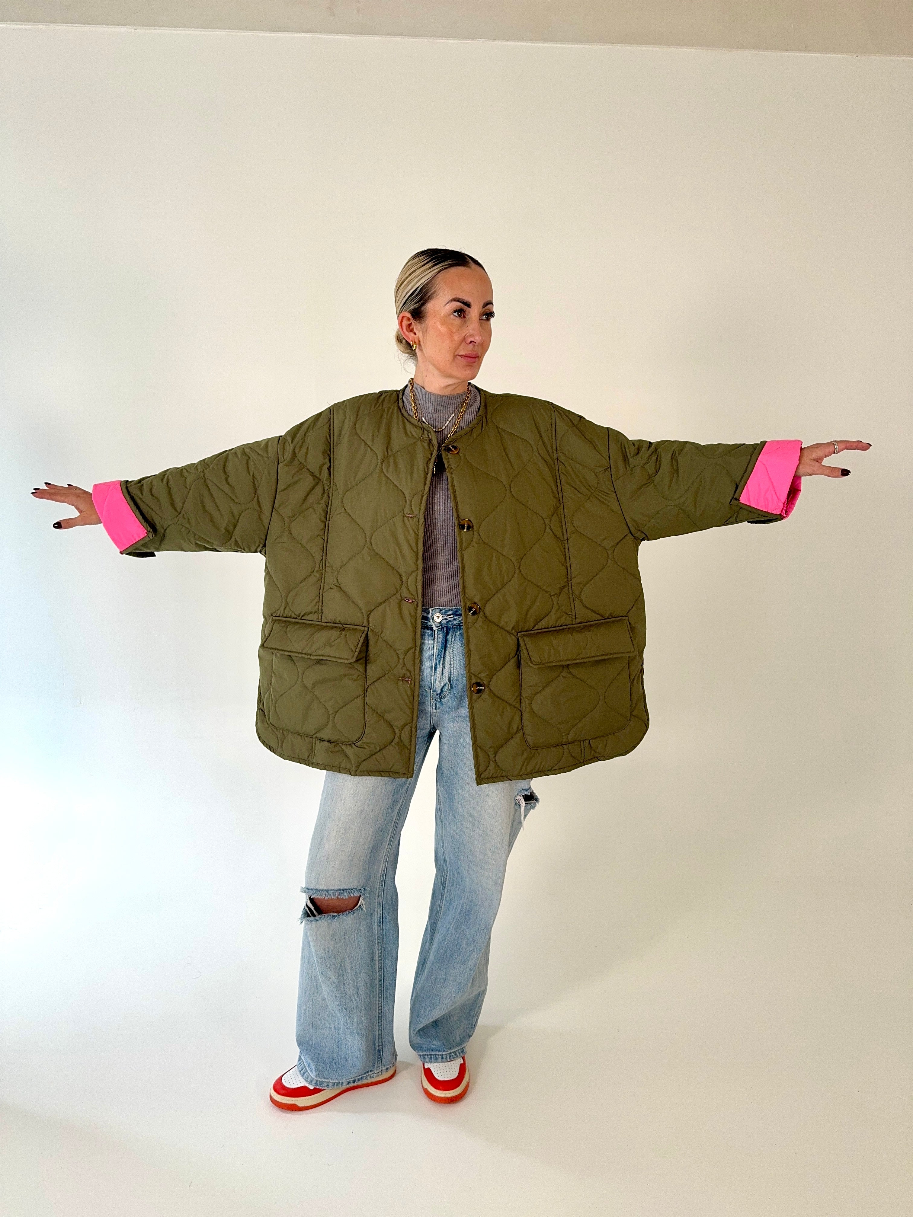 Jacke Oversize Khaki Pink