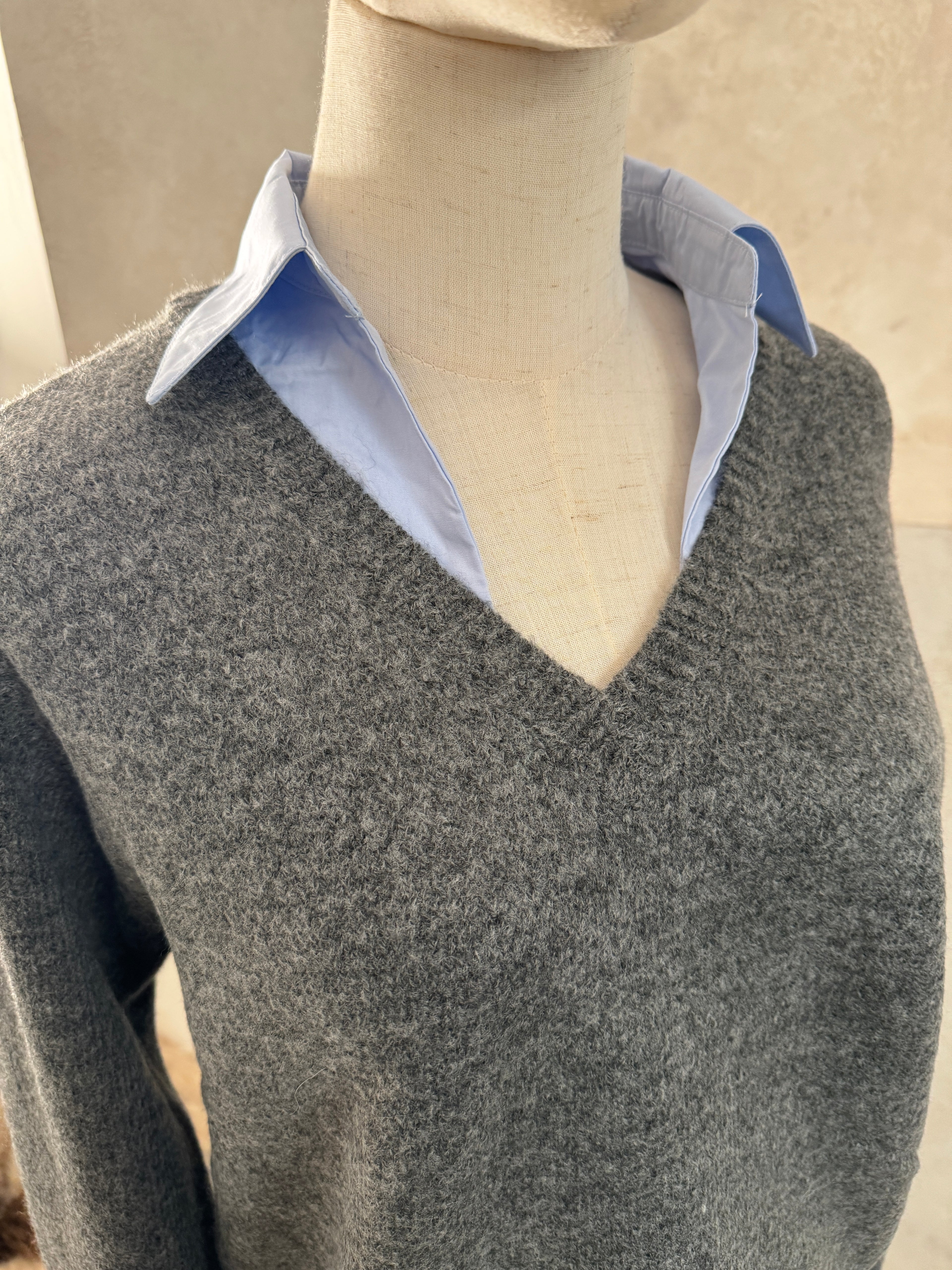 Strickpullover mit Bluseneinsatz