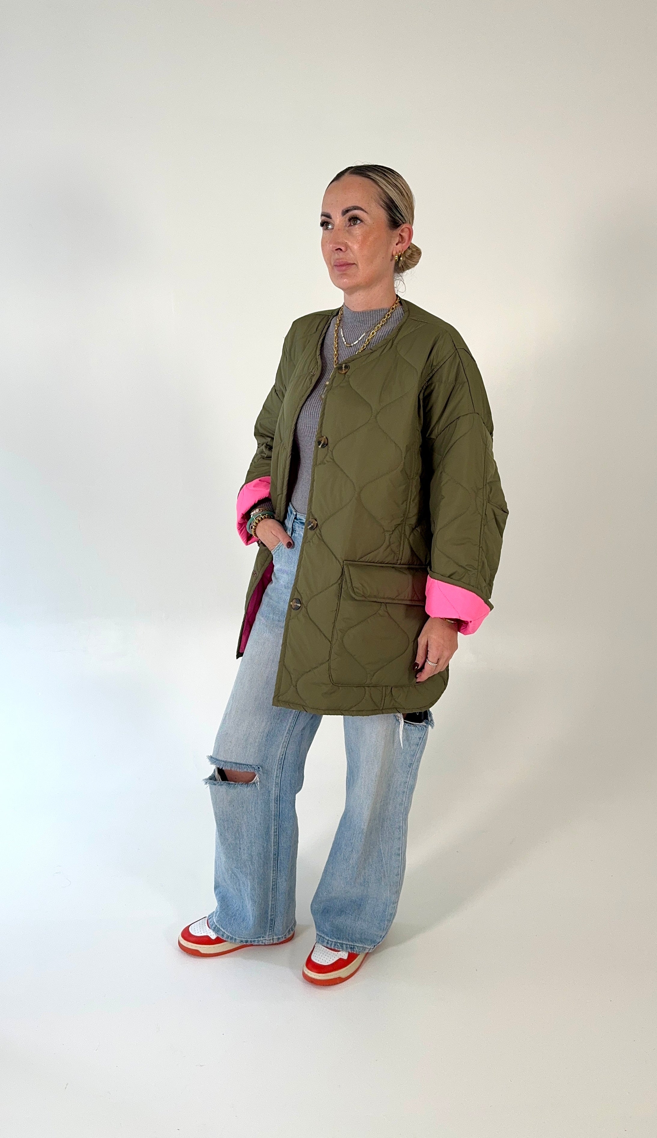 Jacke Oversize Khaki Pink