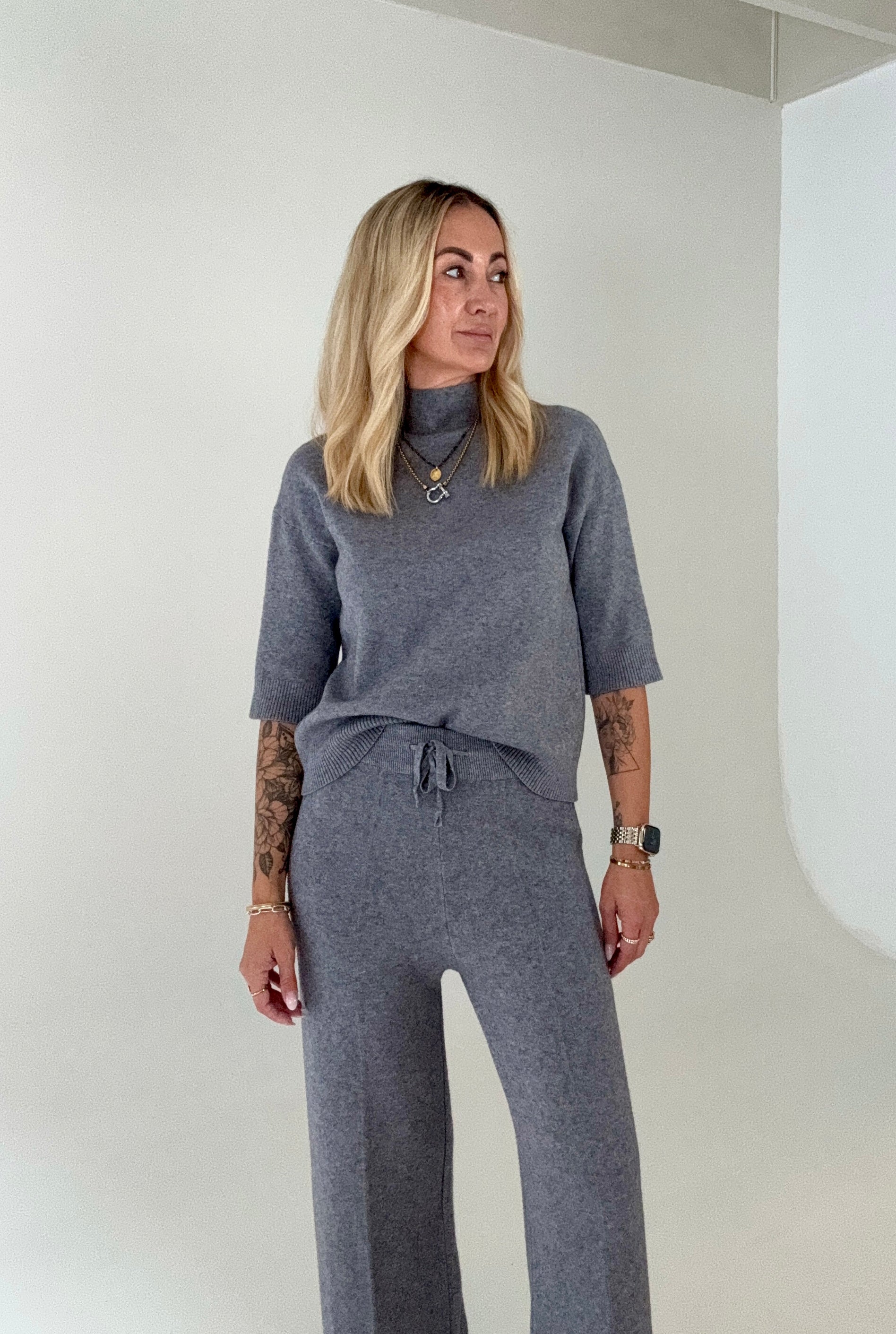 Damen Strick Set 2 Teilig Hose & Oberteil