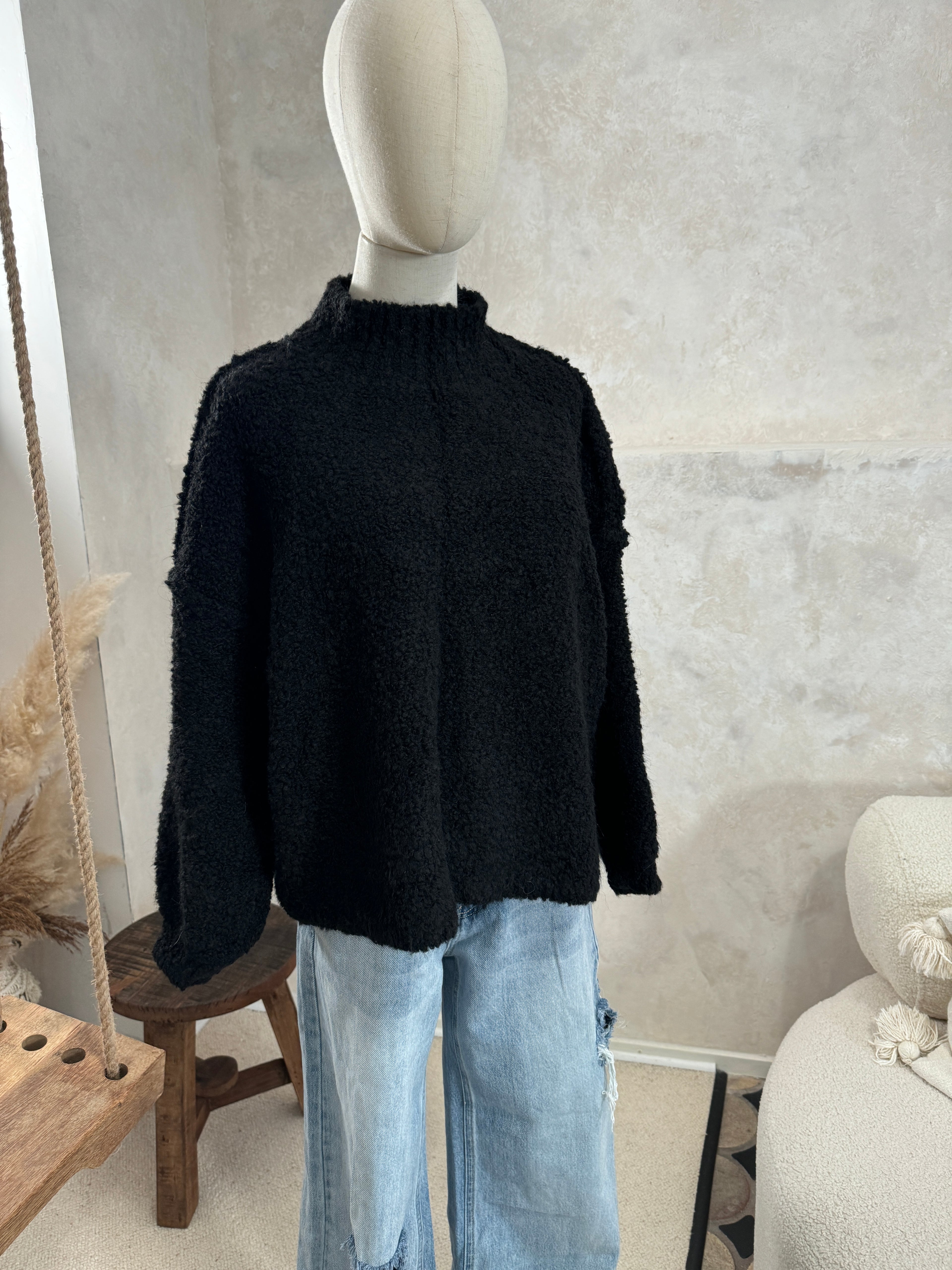 Strickpullover mit stehendem Kragen