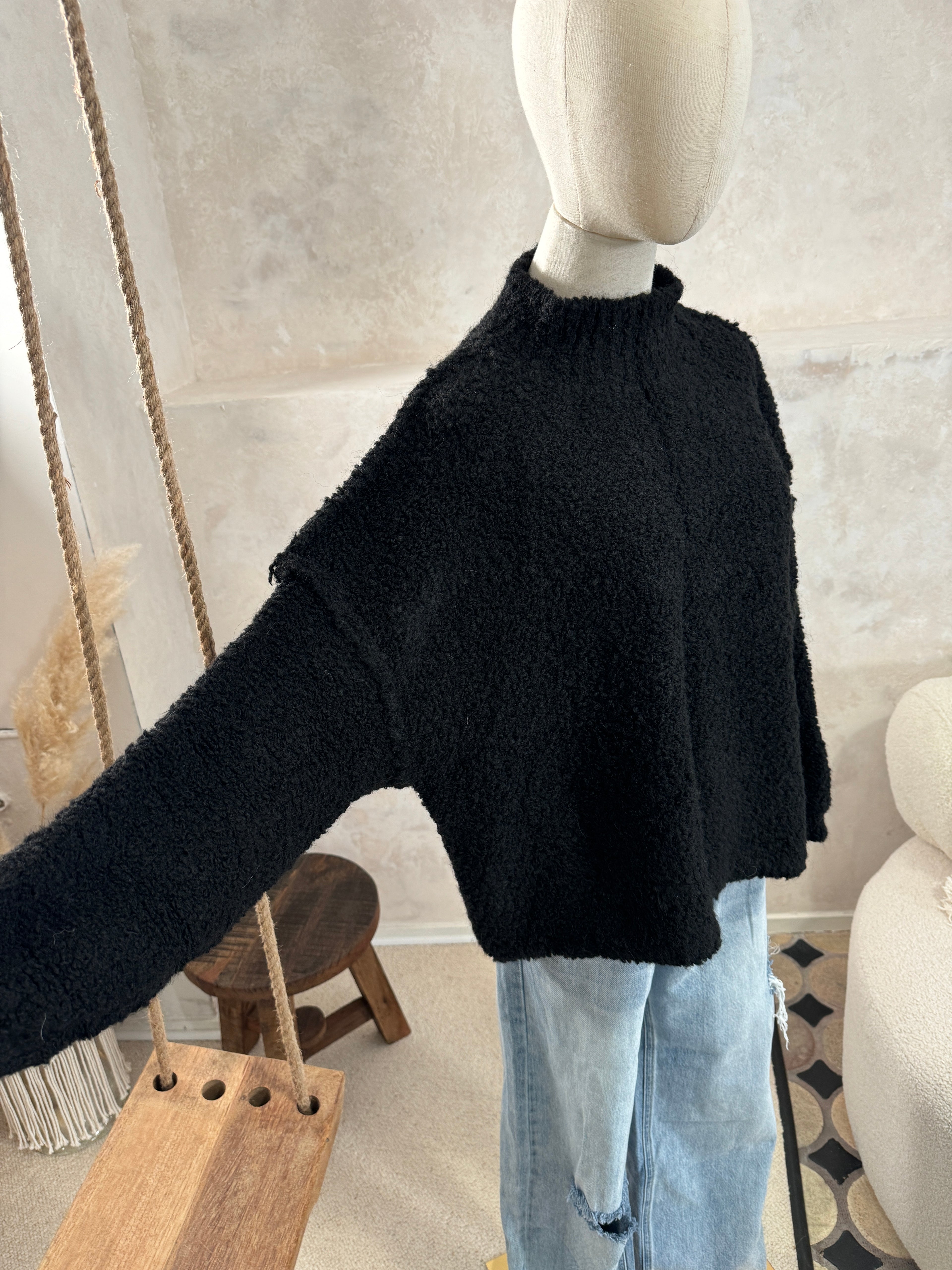 Strickpullover mit stehendem Kragen