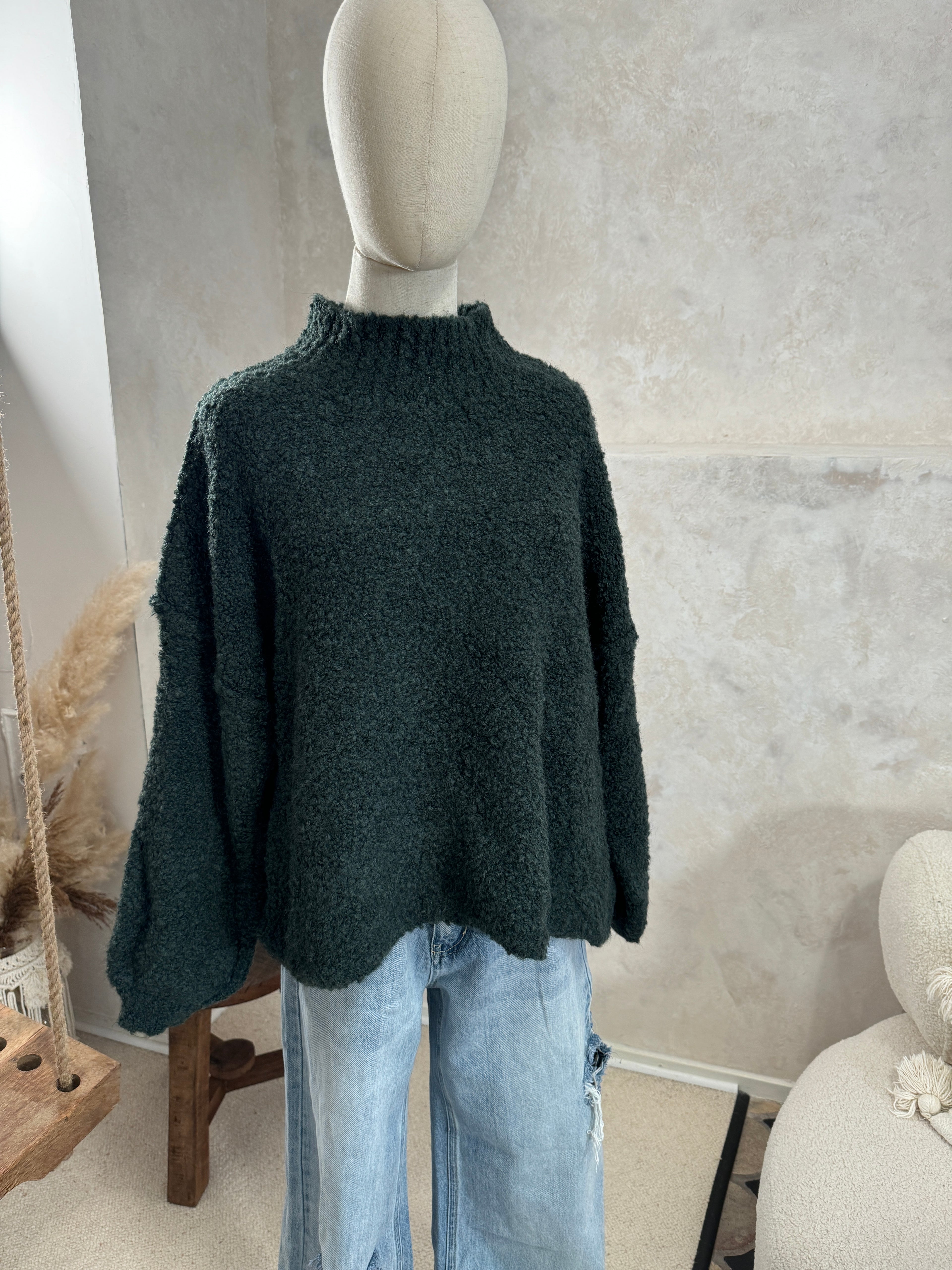 Strickpullover mit stehendem Kragen