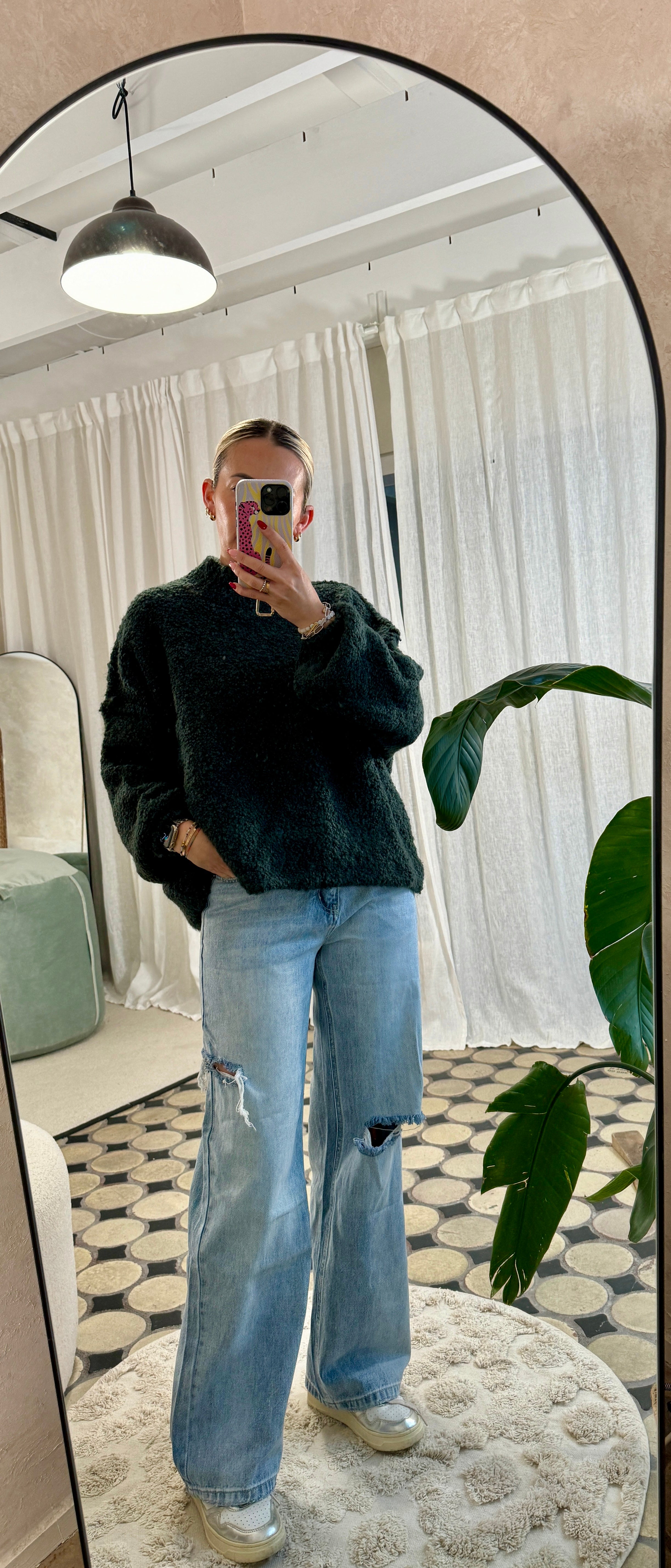 Strickpullover mit stehendem Kragen