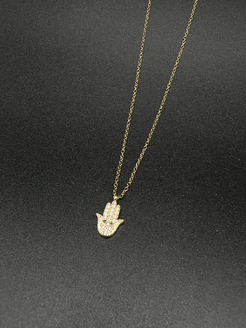 Feine Edelstahlkette Hand Hamsa
