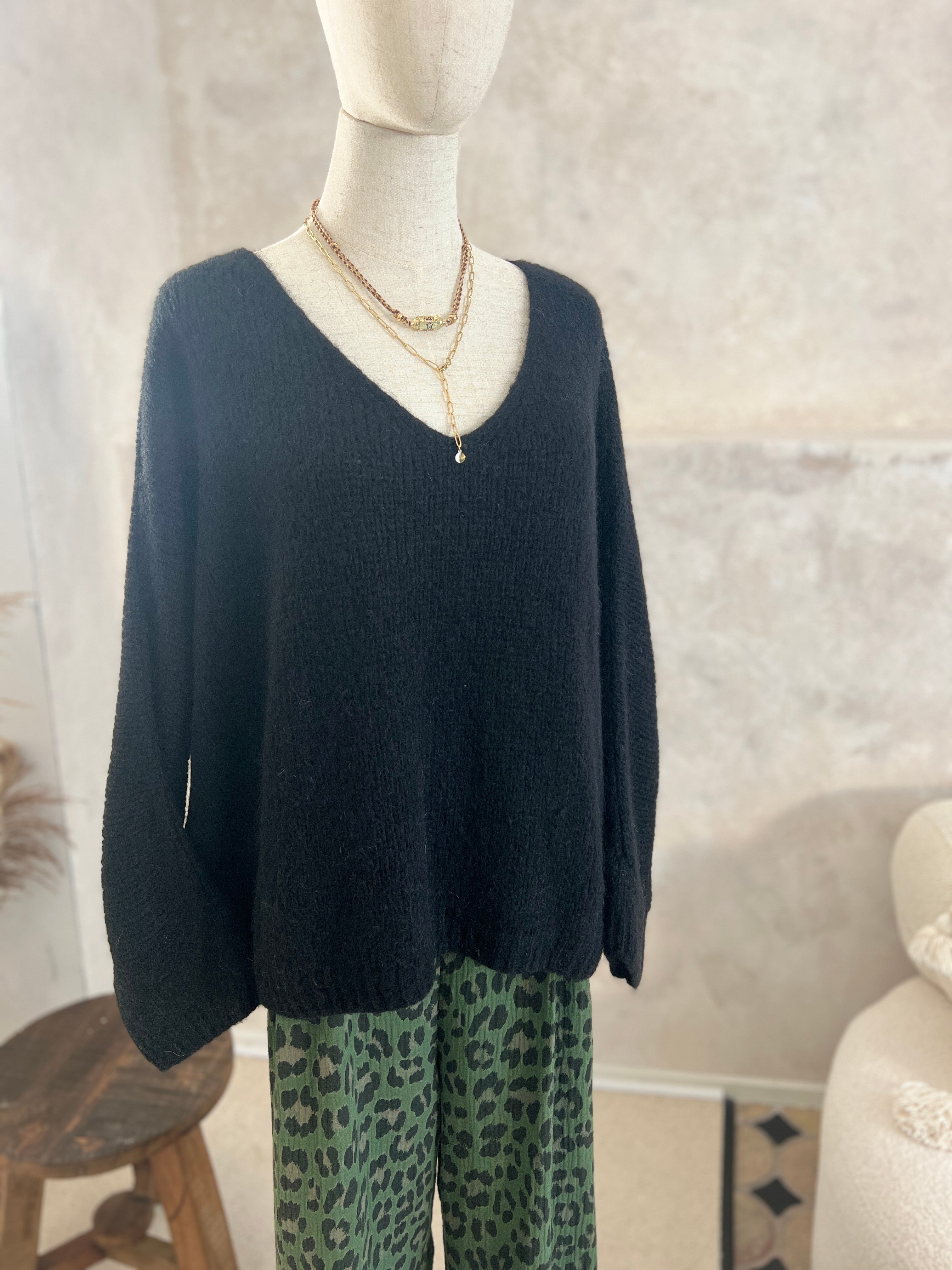 Strickpullover mit V Ausschnitt an
