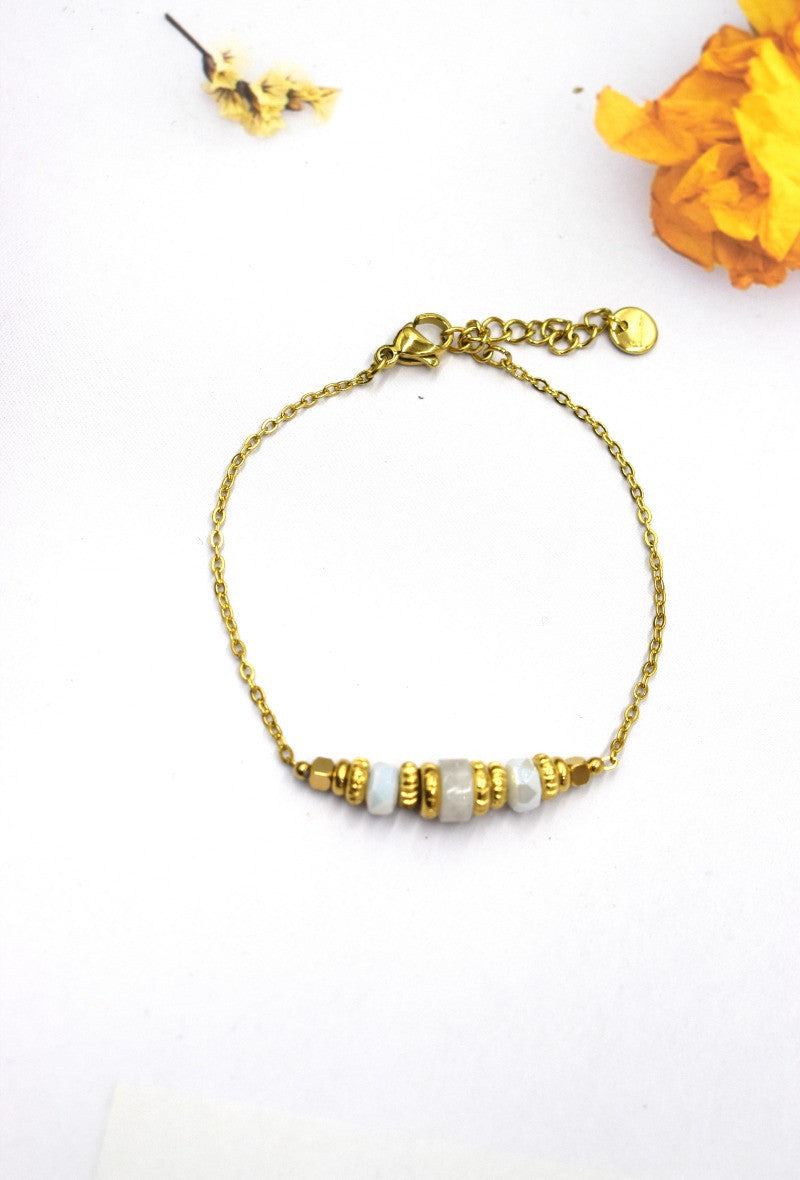 Armband Gold mit weißen Steinen
