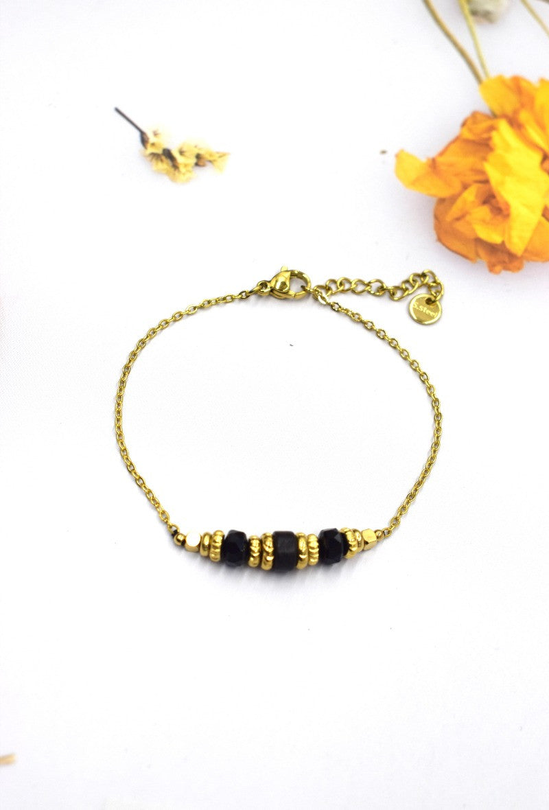 Armband Gold mit schwarzen Steinen