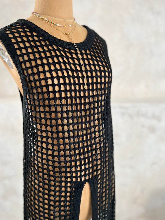 Strickkleid Ibiza Schwarz Strandkleid